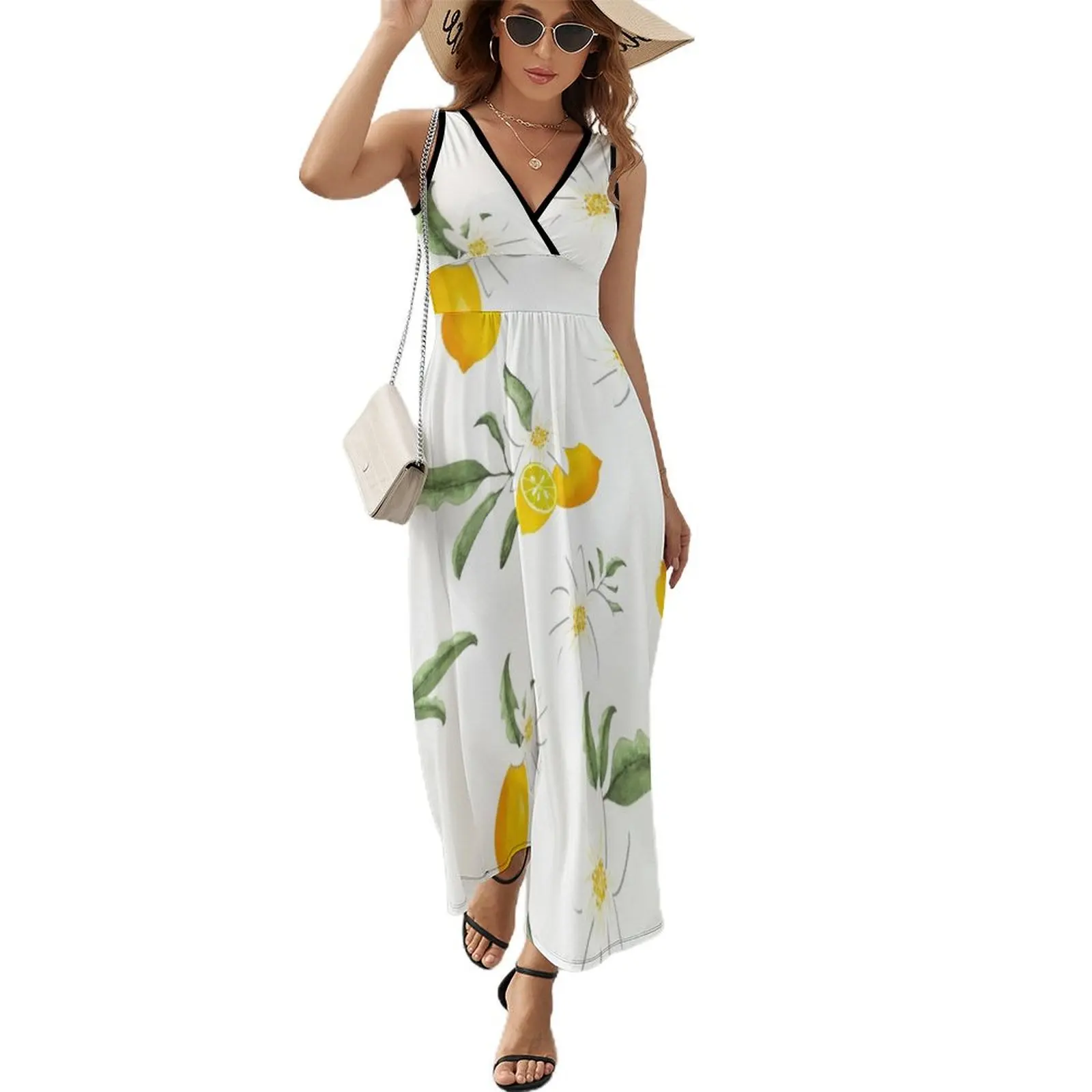 

Summer, citrus Mediterranean style mosaic ,lemon fruit pattern Sleeveless Dress Women's summer dress dresses for womens