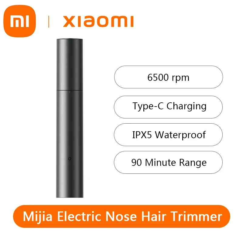 Xiaomi Mijia Electric Nose Hair Trimmer Type-C Charge Aspirazione Magnetica Copertura Protettiva Rivestimento Antibatterico Ipx5 Impermeabile