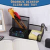 1pcs Mesh Pen Holder Desk Organizers and Accessories for Desk 3 Compartments Black Pencil Holder for Office Supplies 1
