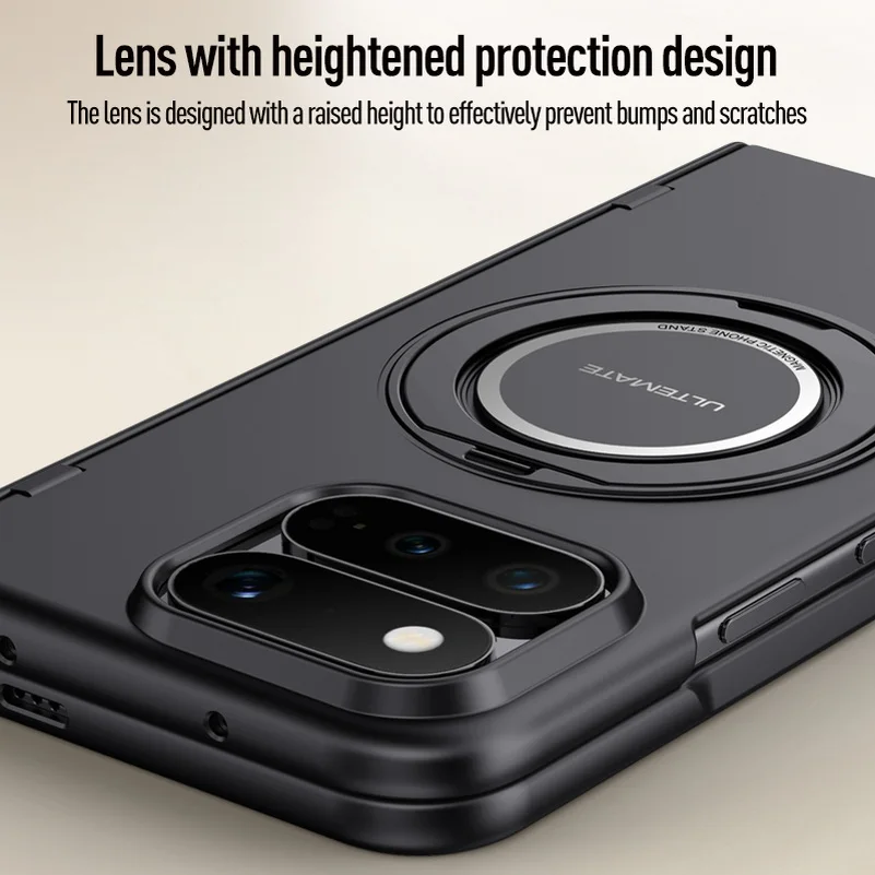 Magnetic Rebound Handheld Rotating Stand Phone Case with Glass Screen Hinge Protection