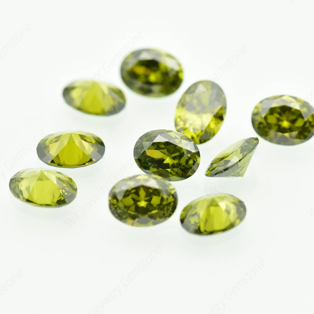 

Oval Shape Cut Size 2x3~18x25mm 5A Olive Green CZ Stone Synthetic Gems Loose Cubic Zirconia For Jewelry Wholesale Free Shipping