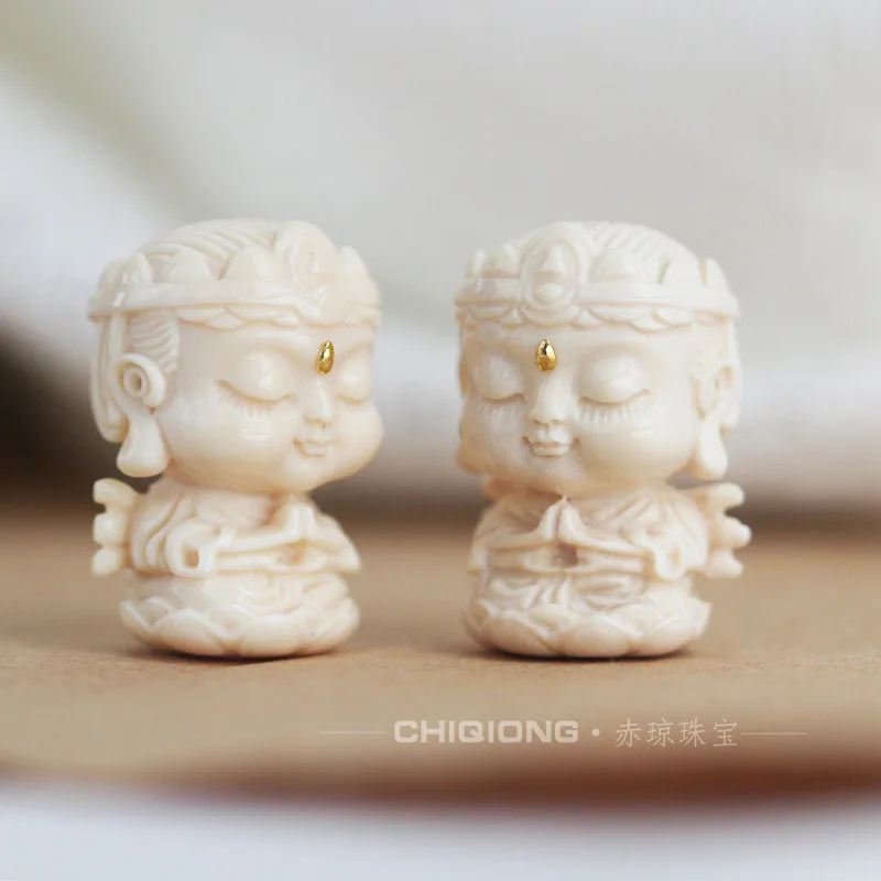 

18k Gold Mammoth Ivory Beads For Jewelry Making Diy Bracelet Charm Necklace Pendant Mammoth Tooth Guanyin Buddha Bead Accessorie