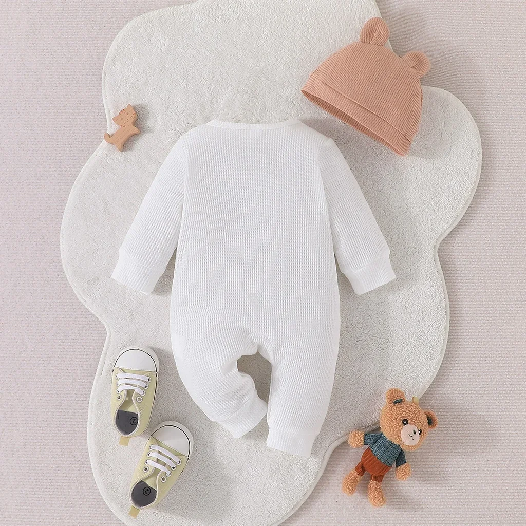 Baby Rompers Unisex Boy Girl Newborn 0-18 Months Toddler Clothing Infant Long Sleeve Cartoon Cute Bear Ears Hat Jumpsuit