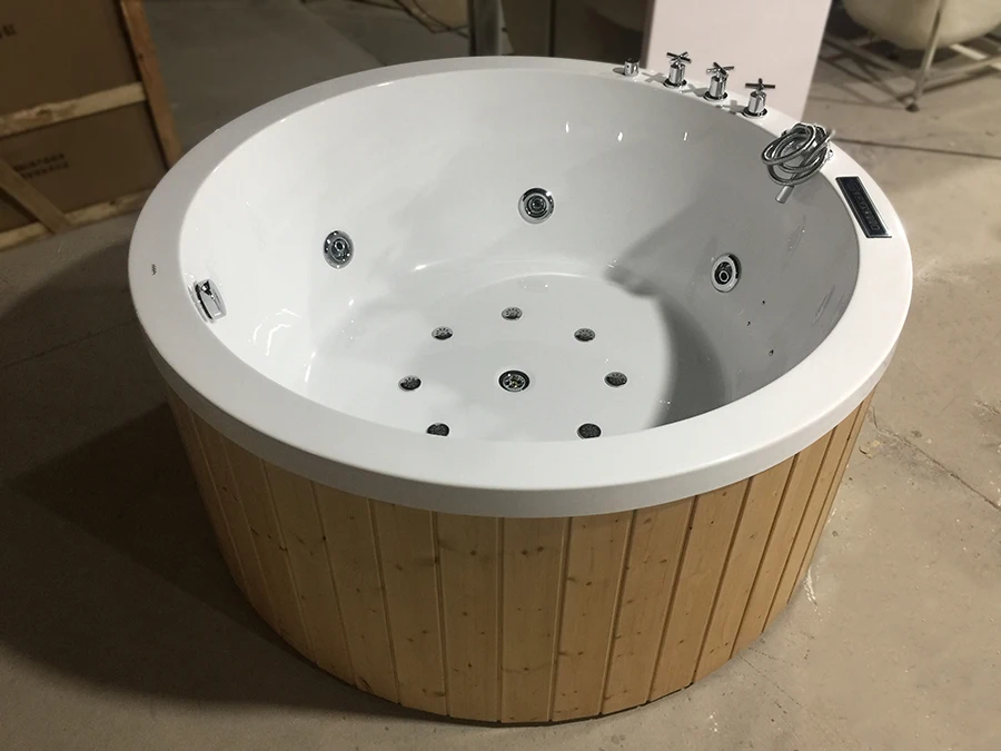 Luxury Outdoor Spa Whirlpool Massage Jets  Round Hot Tub, New Technology Portable White Spa outdoor bathtub wood 3