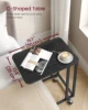 VASAGLE End Table, C Shaped TV Tray with Metal Frame Rolling Casters for Coffee Laptop Mobile Tablet, Industrial Side Table 3