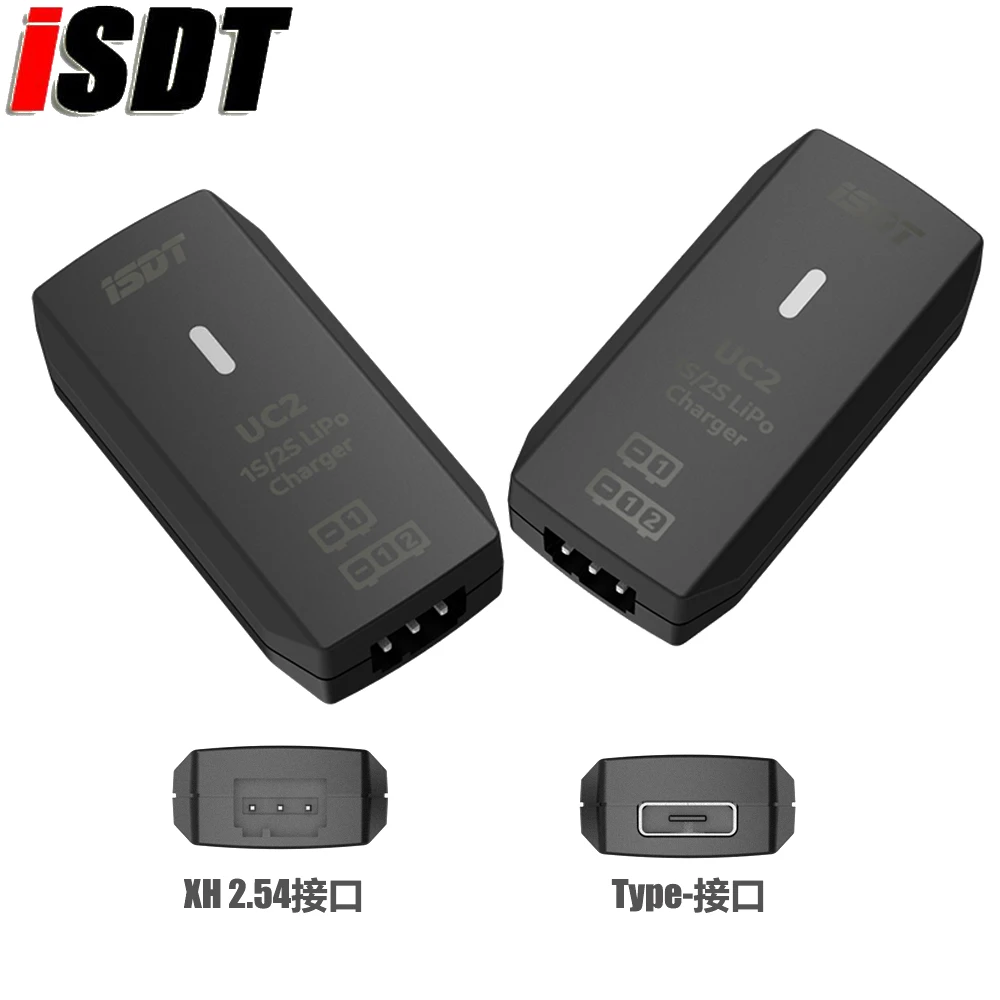 ISDT UC2 1S/2S LiPo Smart Battery Balance Charger USB Type-C Input Port XH2.54 Balance Port Direct Charger 5