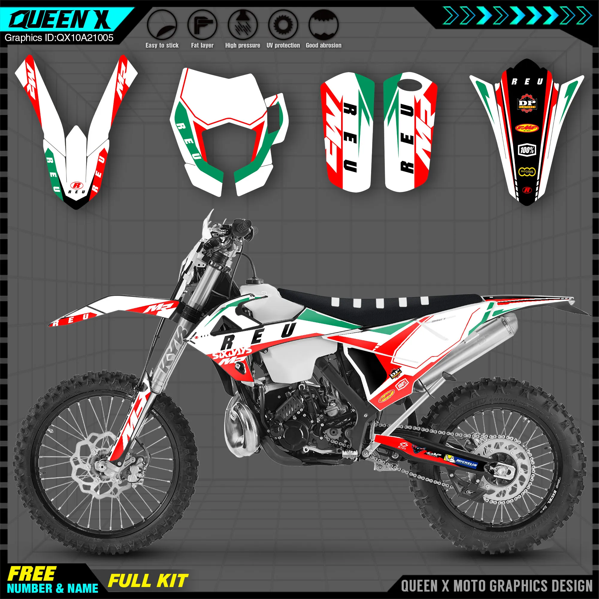 

QUEEN X MOTOR Custom Team Graphics Backgrounds Decals 3M Stickers Kit For RIEJU 2021 2022 MR300 MR PRO Rieju Sixdays Graphics