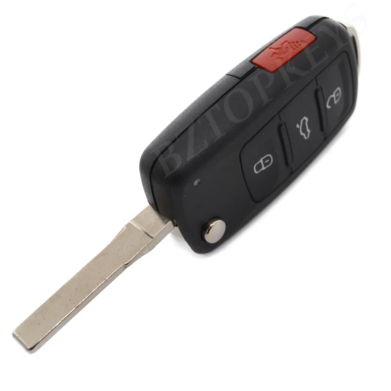 BZTOPKEYS Flip Car Key Shell 4button VW Volkswagen Jetta Golf Beetle Polo Tiguan Touran Caddy Eos Remote Key Case 5K0837202