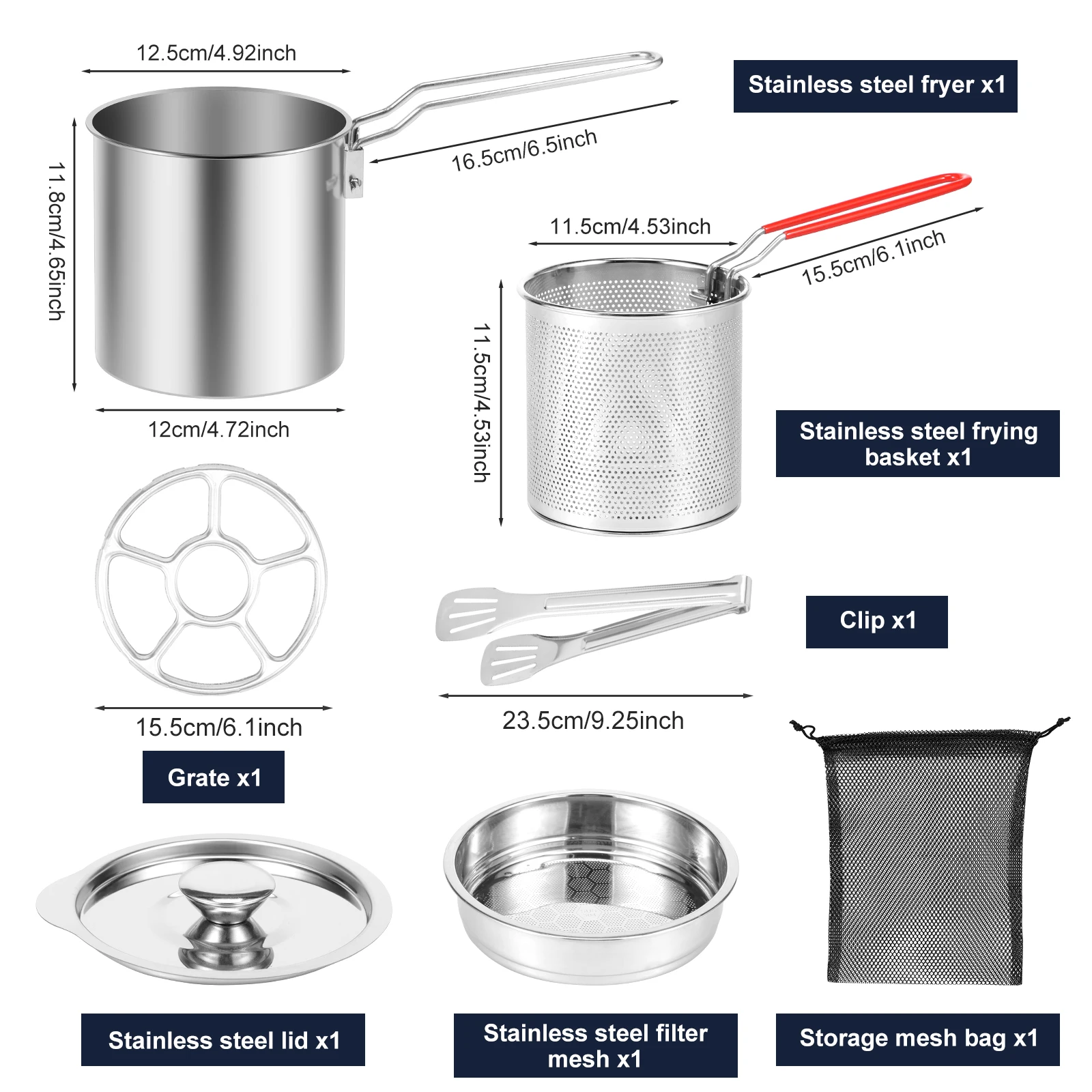 Stainless Steel Deep Frying Pot with Basket and Lid - Food Grade Fryer
