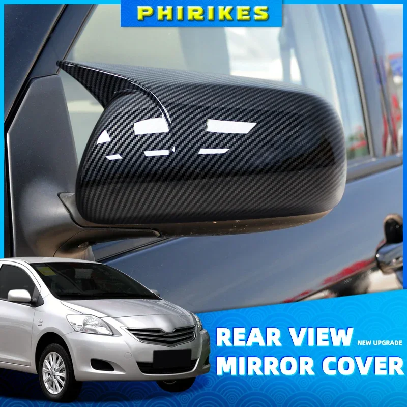 

For Toyota Corolla 2007-2013 Vios Yaris Sedan P90 2008-2013 Car Rear View Mirror Covers ABS Carbon Fiber Gloss Black