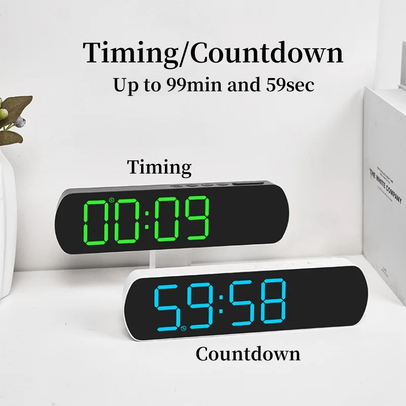 Digital Alarm Clock TEMP Humidity Date 2 Alarms Countdown Timing DST Snooze Table Clock Auto Dimmable 12/24H LED for Decor