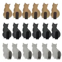 6Pcs Cat Hooks Self-adhesive Door Wall Hook For Kitchen Bathroom Towel Key Holder Rack Stainless Steel Metal Hook Home Supplies 1