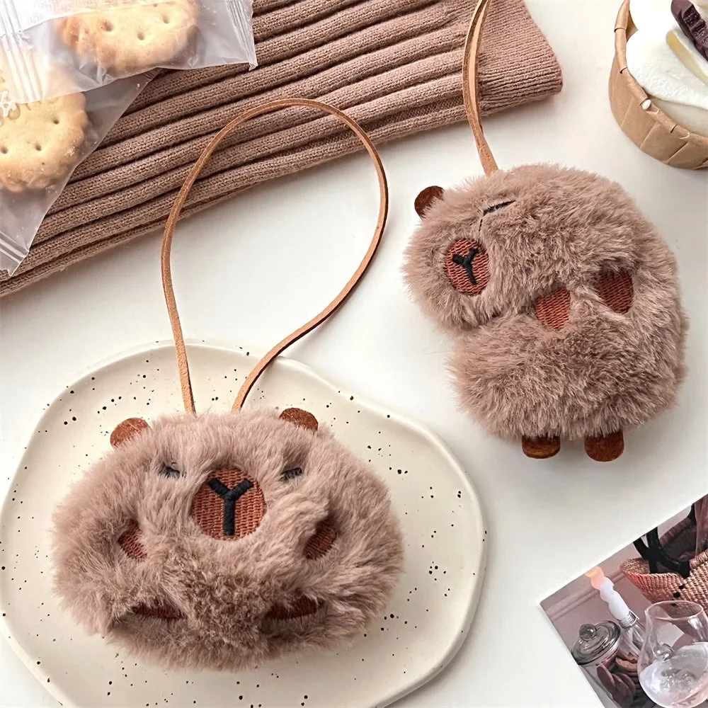 Cute Plush Capybara Keychain Cartoon Bag Pendant Capybara Doll Brooch Fluffty Animal Doll Key Ring Pendant Men Women Image 5