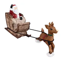Christmas Aquarium Decoration Resin Father Christmas Reindeer Sleigh Ornament Decorative Fish Tank Ornament