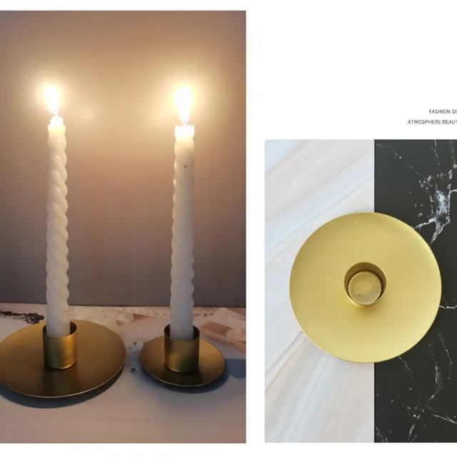 Simple Golden Candle Holders Metal Desktop Candlestick For Wedding Party Festival Candelabra Art Gifts Home Decor Candle Holders 6