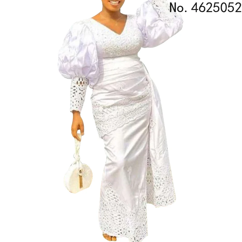 Abiti africani per le donne bianco nuovo elegante moda musulmana abaya Dashiki Robe caftano lungo Maxi vestito marocchino turco Africa