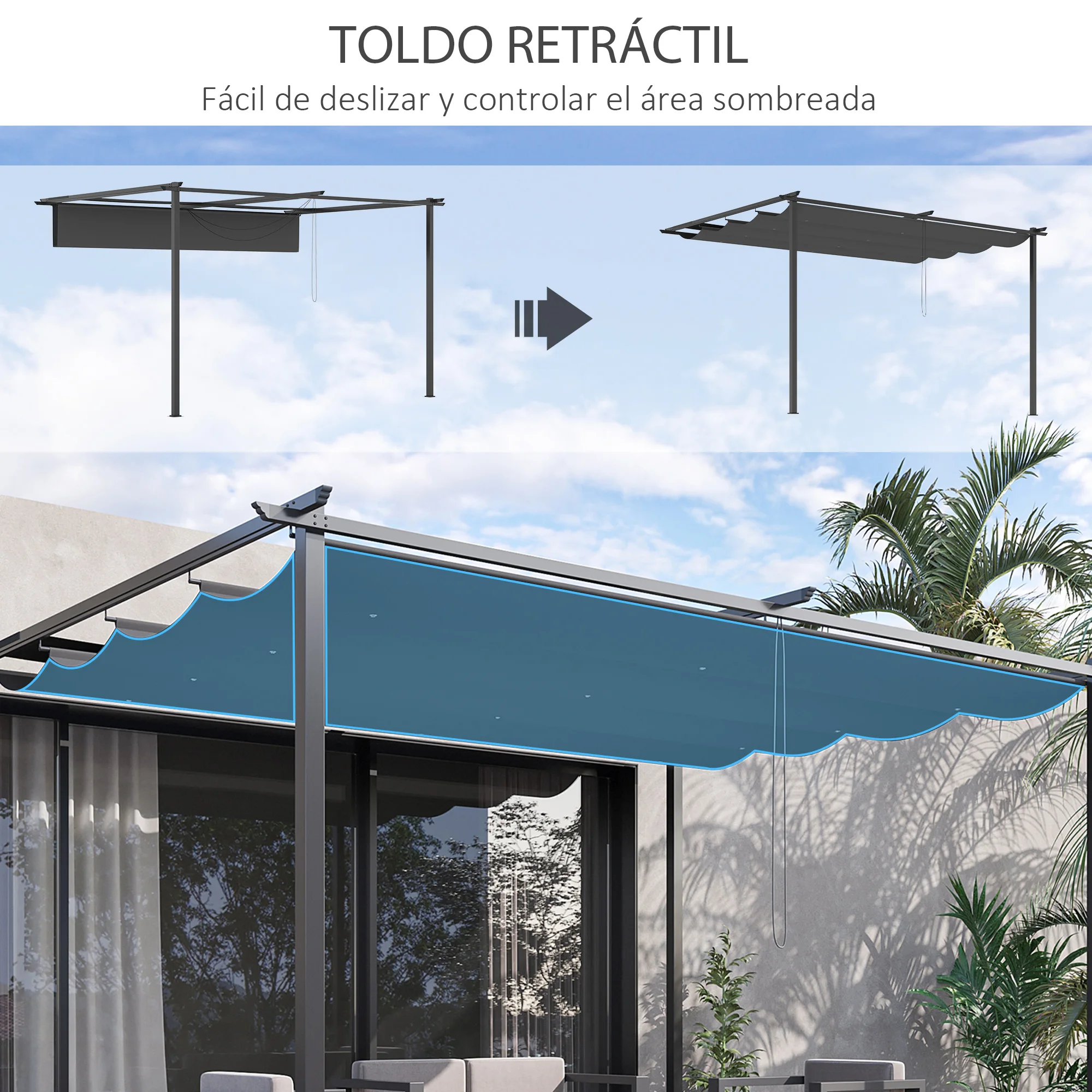 Gazebo Da Giardino Outsunny 3x2.5m - Copertura Anti UV, Acciaio, Crema - Per Party E BBQ