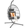 Hanging Egg Swing Chair with Stand, Patio Wicker Hammock Egg Swing with Cushion for Bedroom Garden Indoor Outdoor (Gray) 2