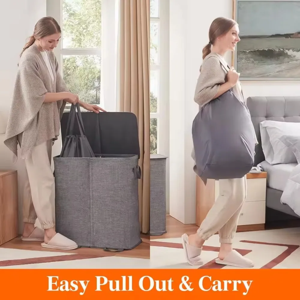 Double Layered Laundry Basket Household Large Capacity Detachable Laundry Bag Waterproof Dirt Proof Blanket Clothing Organizer