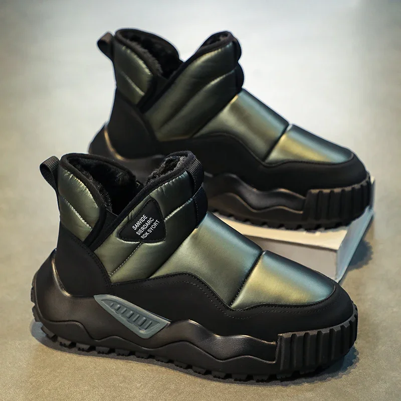 Winter Men's Ankle Snow Boots Waterproof Non Slip Shoes For Men Casual Keep Warm Plush Normal Size 39-44 Plush Warm