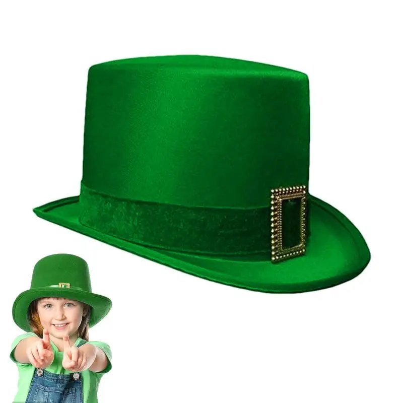 

Saint Patricks Day Shamrock Green Velvet Top Hat Saint Patrick Hat Irish Hat Green Cap Cosplay Leprechaun Top Hat Costume