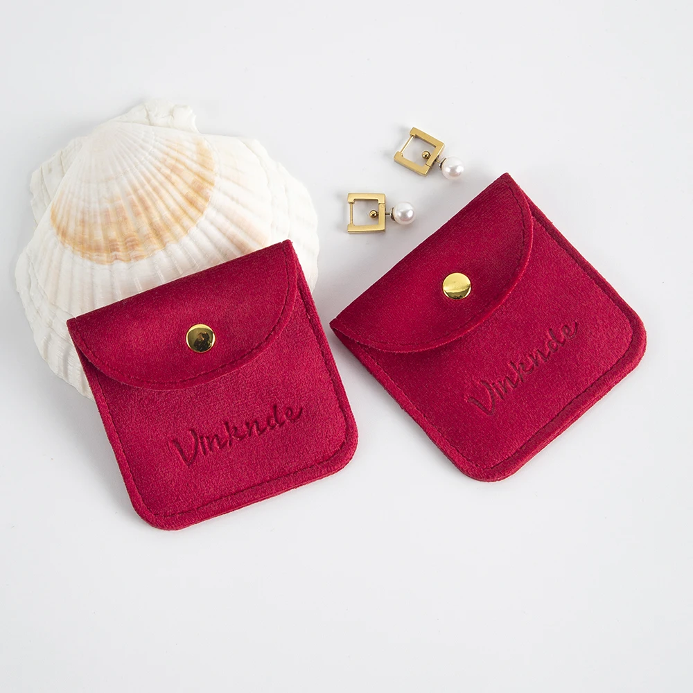 50Pcs/Lot Jewellery Pouch Snap Button Soft Velvet Bag Envelope Jewelry Packaging Bracelet Necklace Earring Ring Christmas Pouch