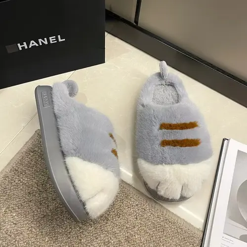 New Adorable Kitty Claw Slippers Women's Home Shoes Non Slip Furry Mules Female Fashion Warm Fluffy Slides Outdoor Cat Slippers - Image 5
