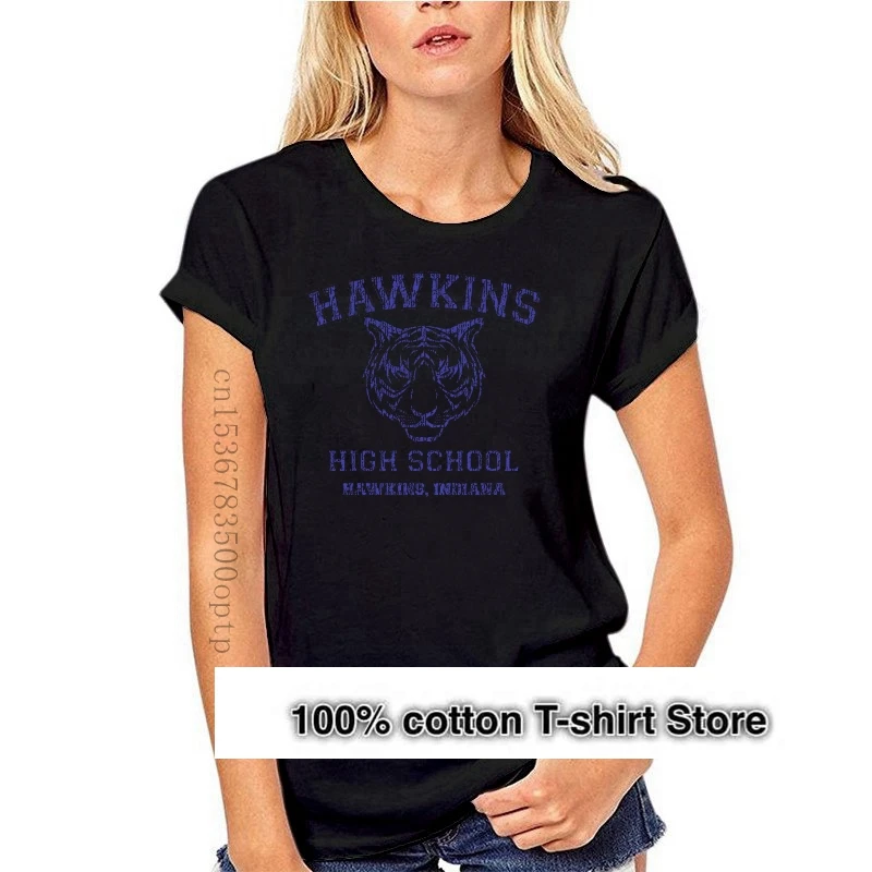 thumbnail image 1 of 539 Camiseta de la escuela secundaria Hawkins para hombre, camiseta divertida, disfraz, programa de televisión Stranger Things, camiseta divertida, serigrafía personalizada, 1 of 5