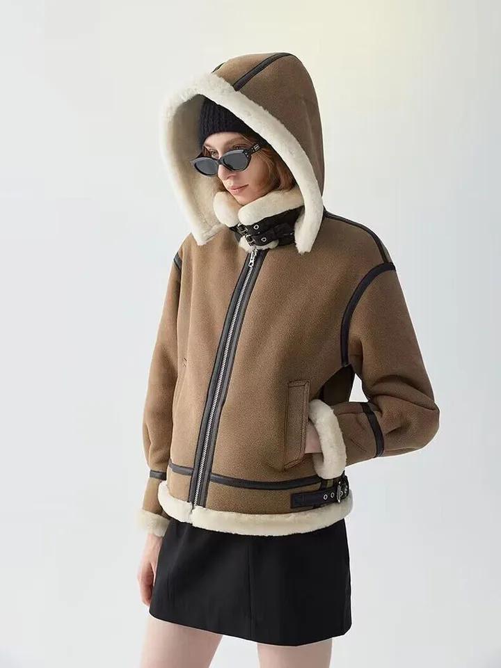 2024 New Branded Luxury Women's Genuine Leather Coat Natural