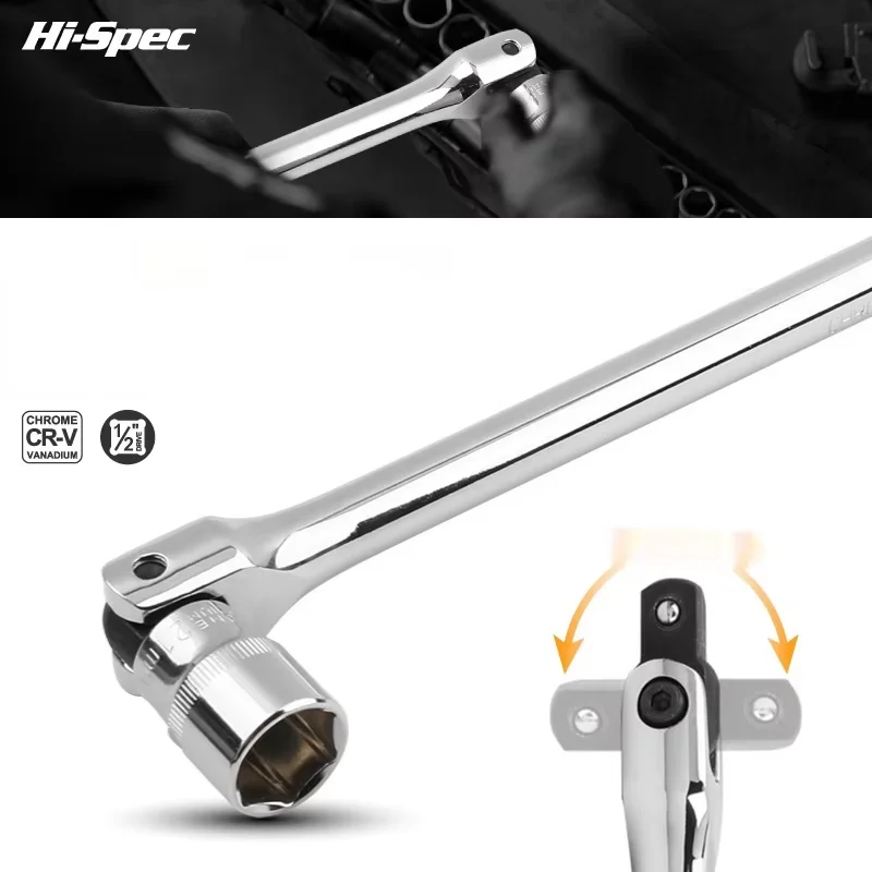 Hi-Spec 1/2-Zoll-Drehmomentstange mit 180°-Schwenkkopf, professioneller CR-V-Stahl-Krafthebel für Kfz-Reparaturen – Detail 4