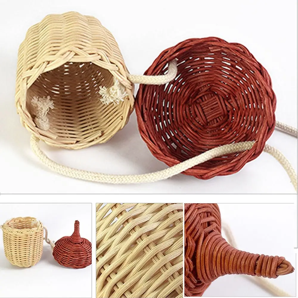 Mini Rattan Crossbody Handbag Pinecone Bag for Kids