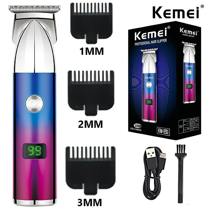 

Kemei Cordless Hair Trimmer For Men Professional Beard & Hair Clipper Rechargeable Hair Cutter Machine Electric Haircut