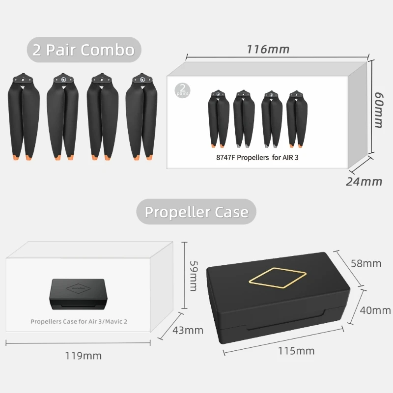 Original Propeller for DJI Air 3 Low Noise Props Light Weight Wing Fans Spare Parts Accessory