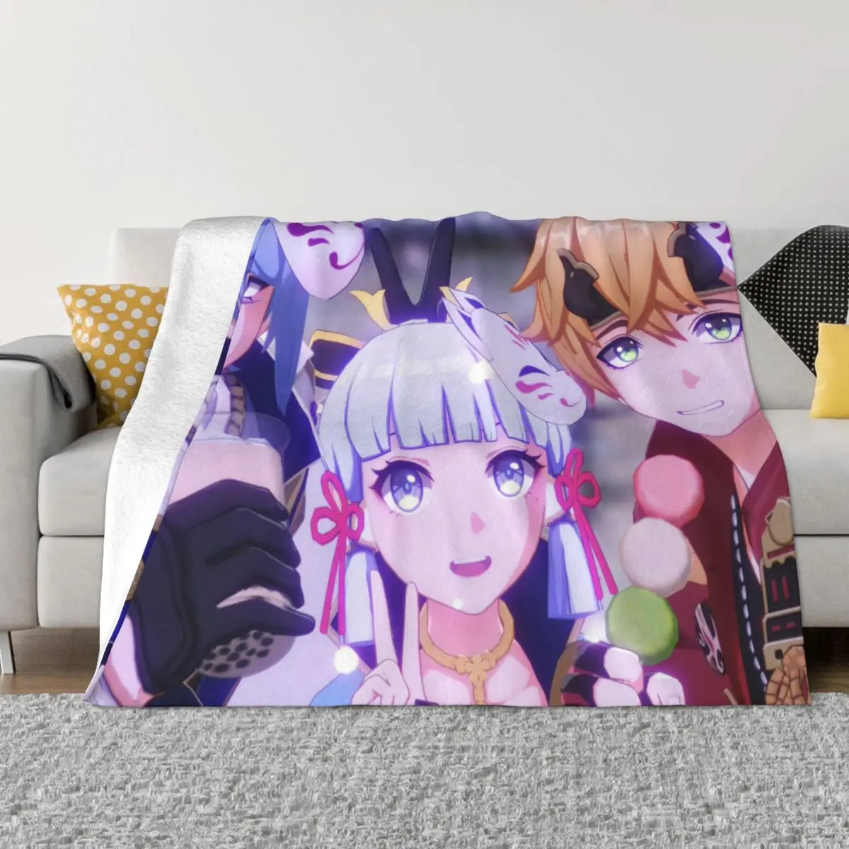 

Ayaka Ayato Thoma Blanket Cover Flannel Genshin Impact Anime Soft Throw Blankets for Home Couch Bedspread