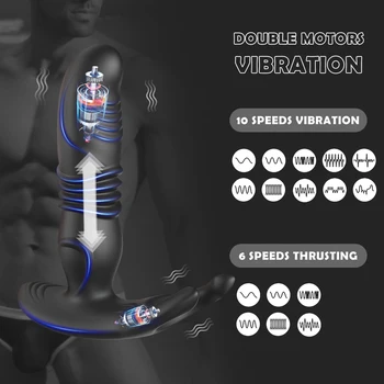 Thrusting Anal Dildo Vibrator Sex Toys for Men Prostate Massager Remote Control Delay Ejaculation Ring Sexy Toys for Men Couple 5