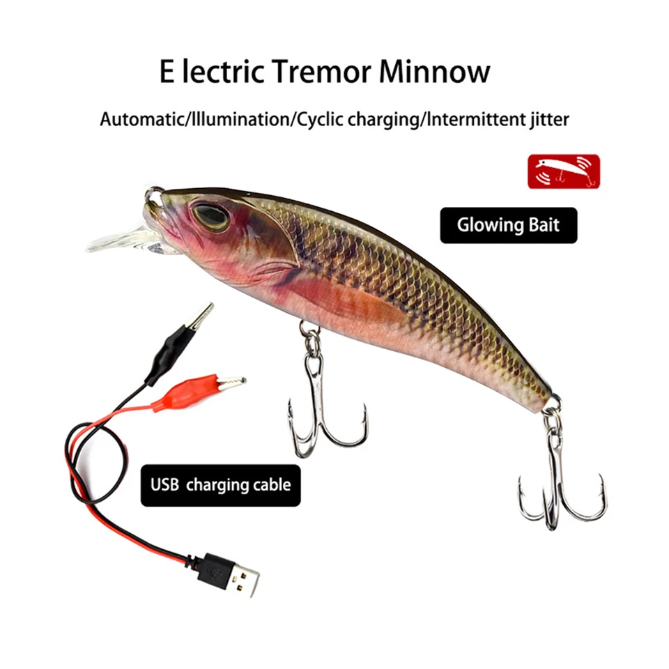 Leurres De Pêche électriques LED - 5,12 Pouces - Rechargeable USB - Pour Truite Et Basse