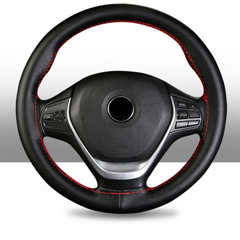 Steering Wheel Braid Cover For Diameter37-38cm With Needles And Thread Car Accessories Universal Hand Sewing Microfiber Leather