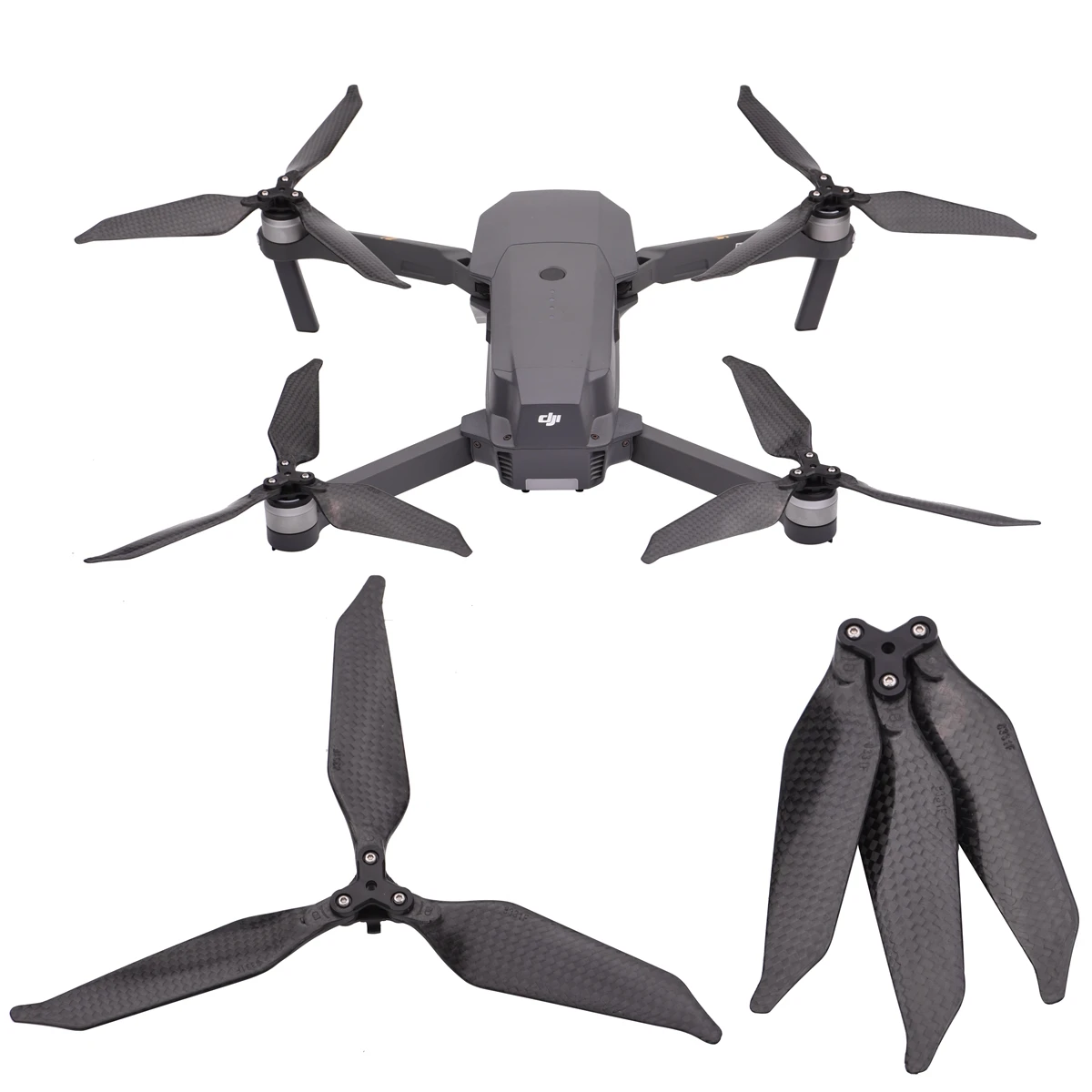 Faible bruit Advanced Full Carbon Fiber Propellers 3-Lame pour DJI Mavic Pro Drone 
