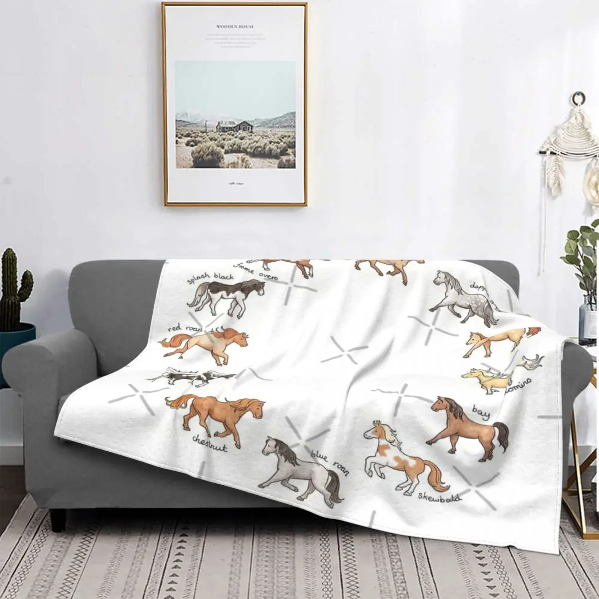Manta de caballos para cama, toalla de muselina a cuadros, Sudadera con capucha para playa, manta a cuadros en el sofá