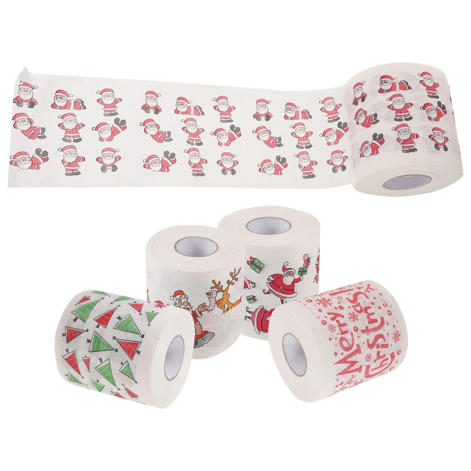 5 Rolls Sink Plunger Christmas Toilet Paper Party Napkins Supplies Tissue for Office