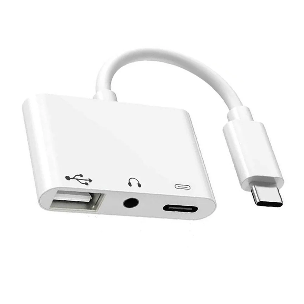 전문 C타입 헤드폰 어댑터, 노트북 전화 어댑터, 다기능 이어폰, USB 2.0, 충전, 3.5mm 조명