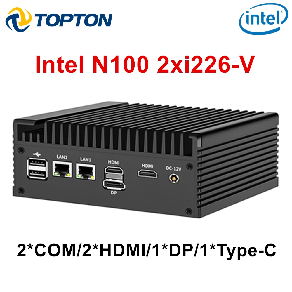 Topton-intel n100ファンレスミニpc、Solidファイアウォール