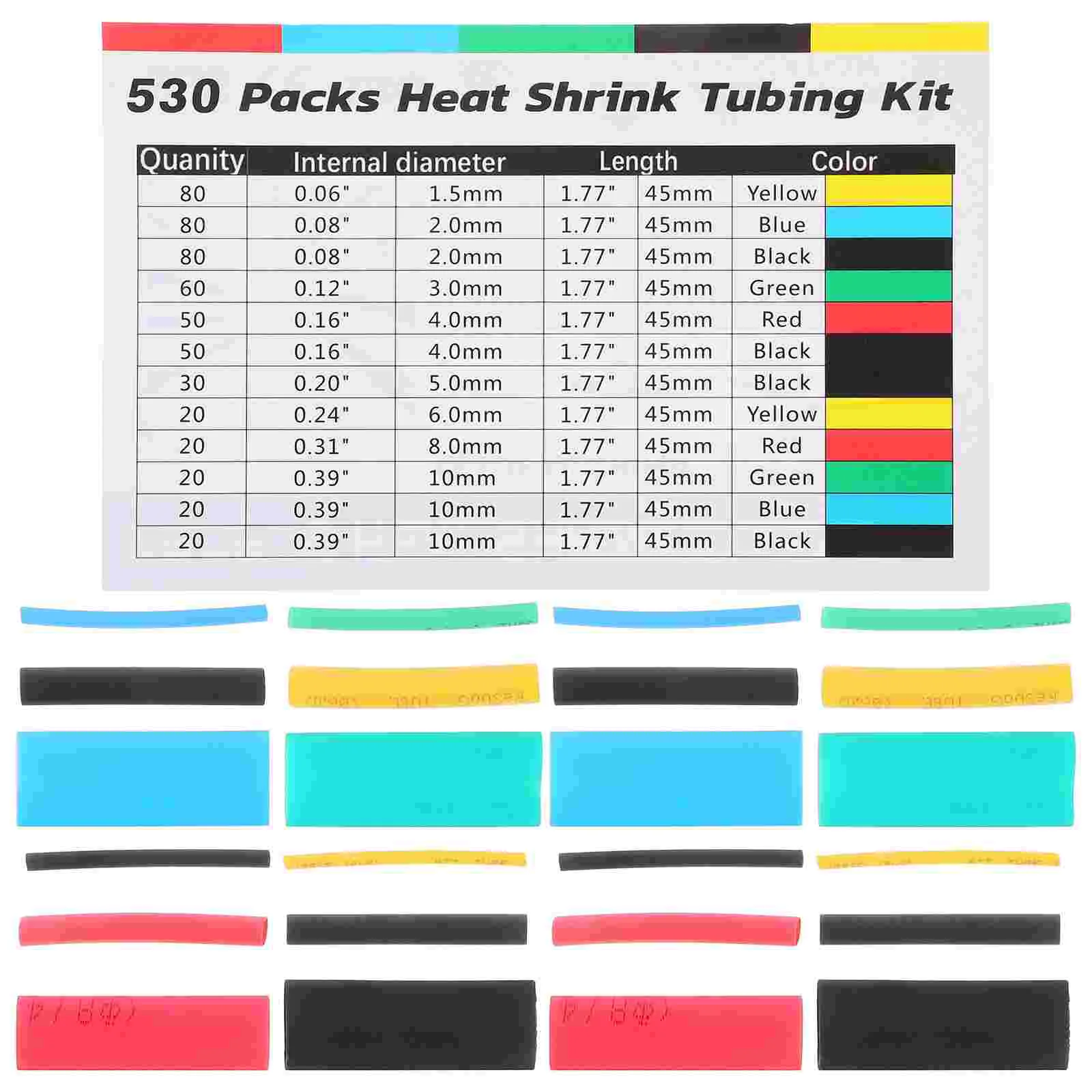 530pcs Heat Shrink Tubing Kit Insulation Heat Shrink Tubes Assorted Wire Cable Wrap Tubes shrink wrap