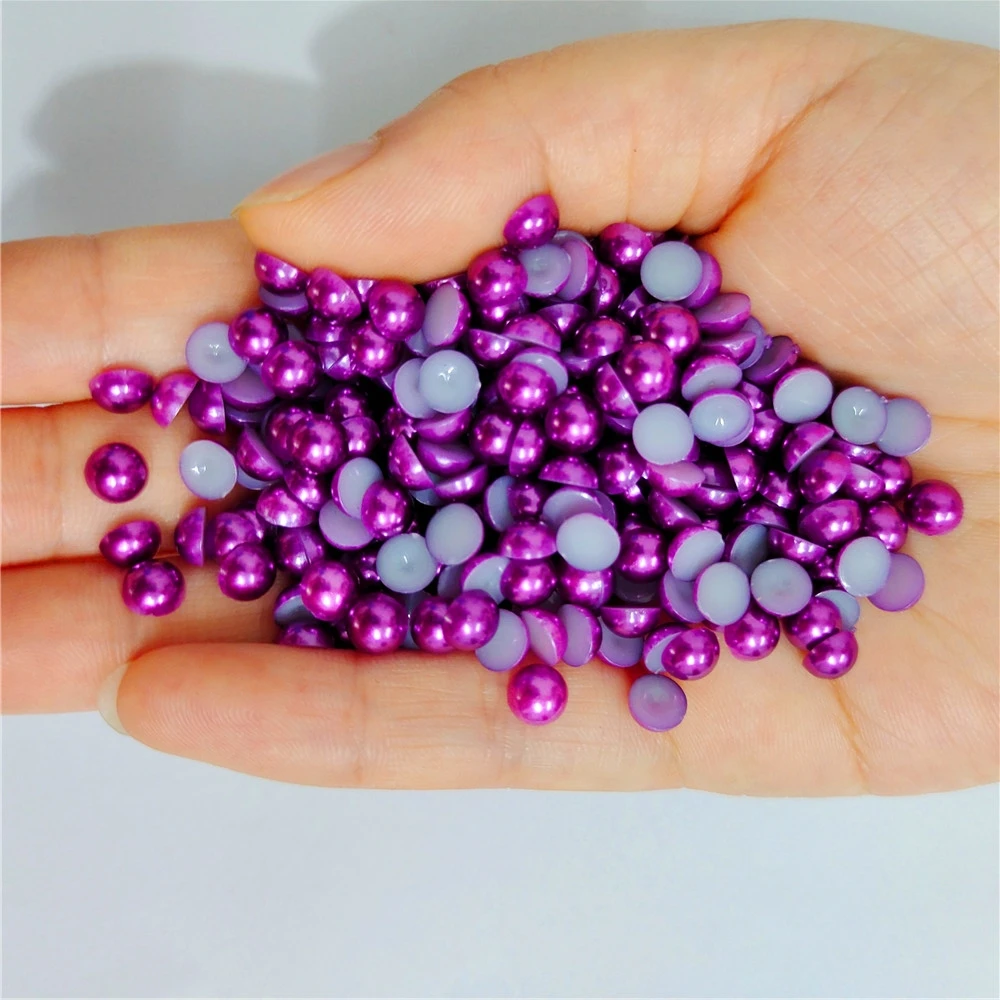 Assorted Sizes Multicolor ABS Half Round Plastic Pearl Flat Back Rhinestones for Nail Art and Jewelry Crafting