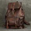Anti Theft Men's Genuine Leather Backpack Vintage Handmade Knapsack Male Retro Rucksack Large Fashion Travel Backpack Bag Male 2