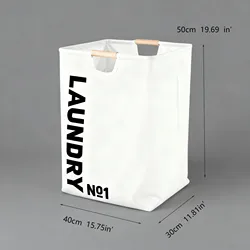 Foldable Large Capacity Waterproof Fabric Laundry Basket with Handles - 40X30X50 cm (White)
