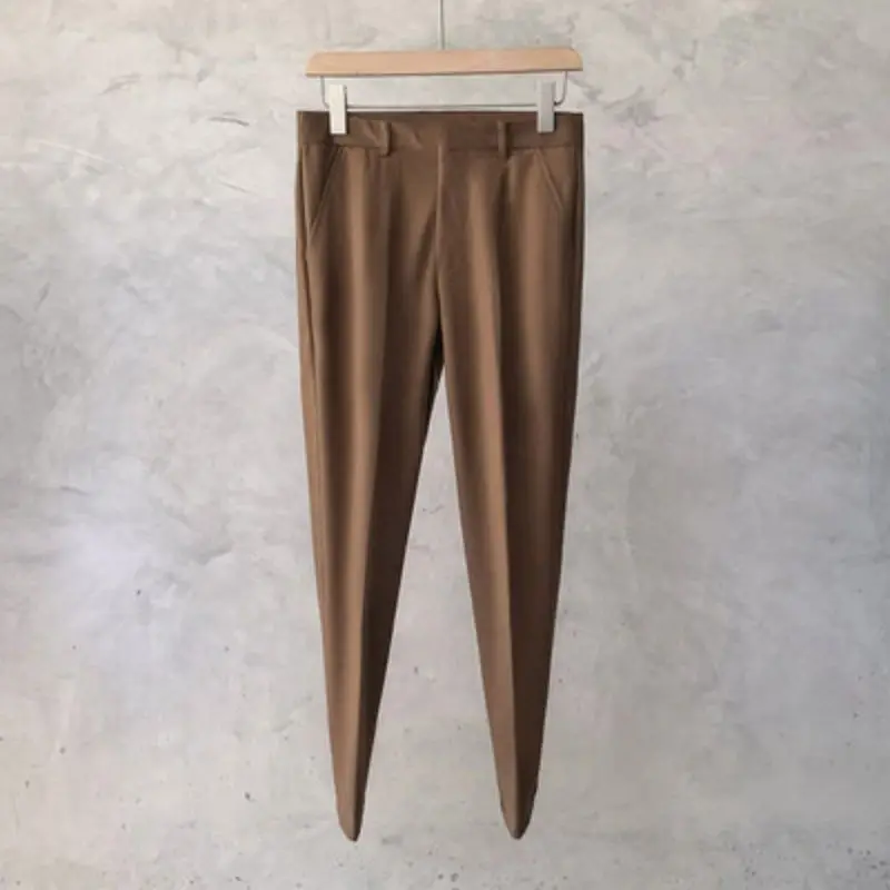 2023 New Spring and Autumn Korean Edition Fashion Casual Business High Waist Pocket Straight Draping Solid Color Versatile Pants