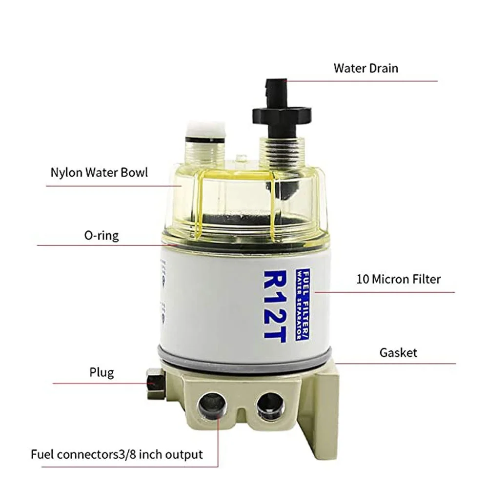 R12T Fuel Filter Water Separator Complete Kit-Marine SPIN-ON R12T Filter Replaces S3240 120AT NPT ZG1/4-19 Fit 3/8 Inch NPT fuel filter,fuel filter water separator