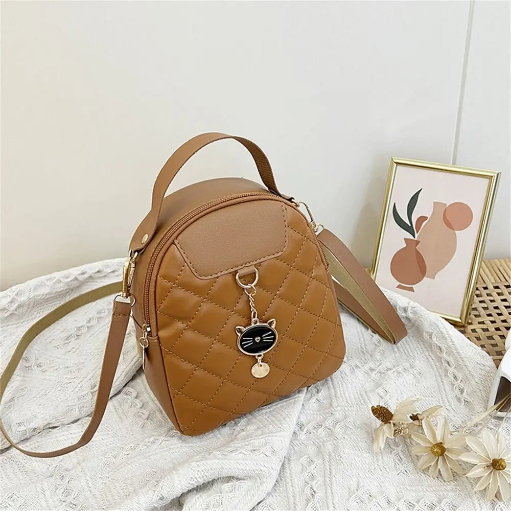 Fashion Small Backpack Women Girls Shoulder Bags Grids PU Leather Bag Mini School Bags Casual Rucksack 4