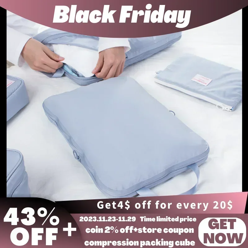 휴대용 여행 압축 포장 큐브, 여행 가방 의류 오거나이저, 방수 수하물 케이스 서랍, 대용량 가방, 1 개 